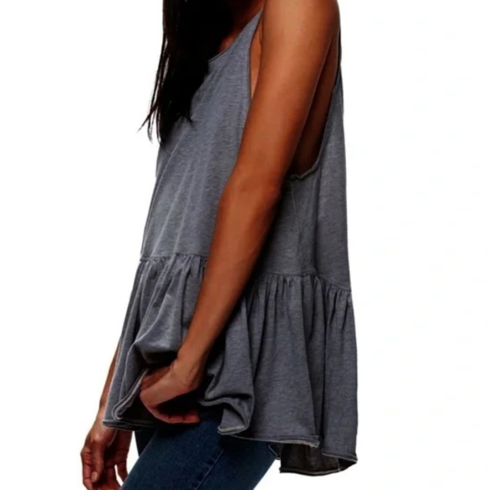 Free People Grey Peplum Tank Top